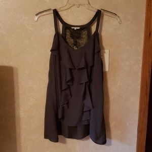 Dark grey ruffle tank